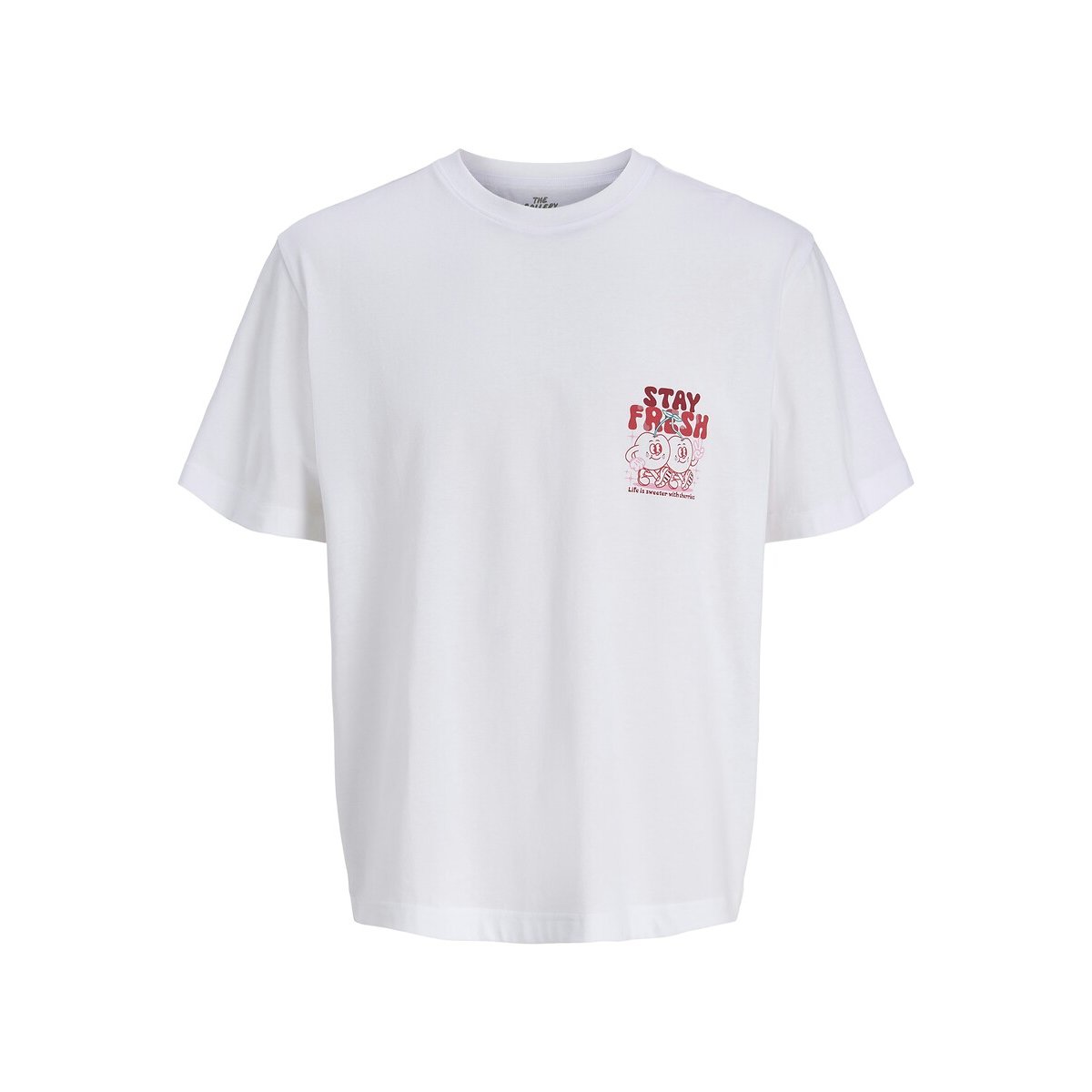 T-shirt gráfica com logótipo atrás branco/vermelho, JACK & JONES