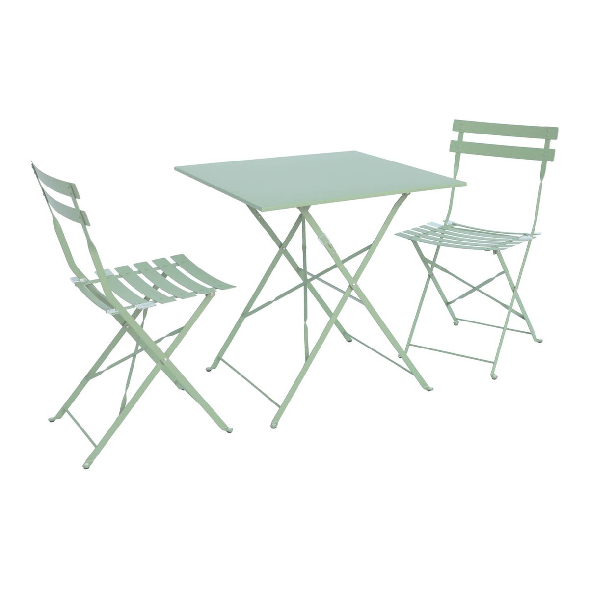 Table de jardin bistrot pliante métal + 2 assises EMILIA vert de gris, SWEEEK