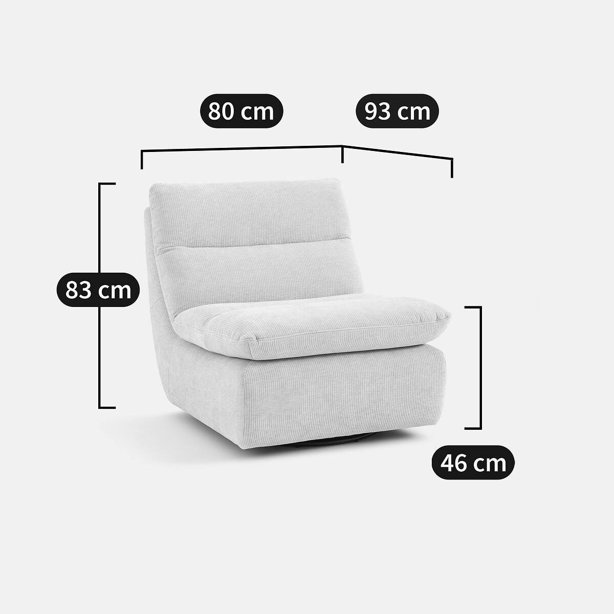 Fauteuil velours côtelé gaufré pivotant, ERABLE cannelle, LA REDOUTE INTERIEURS