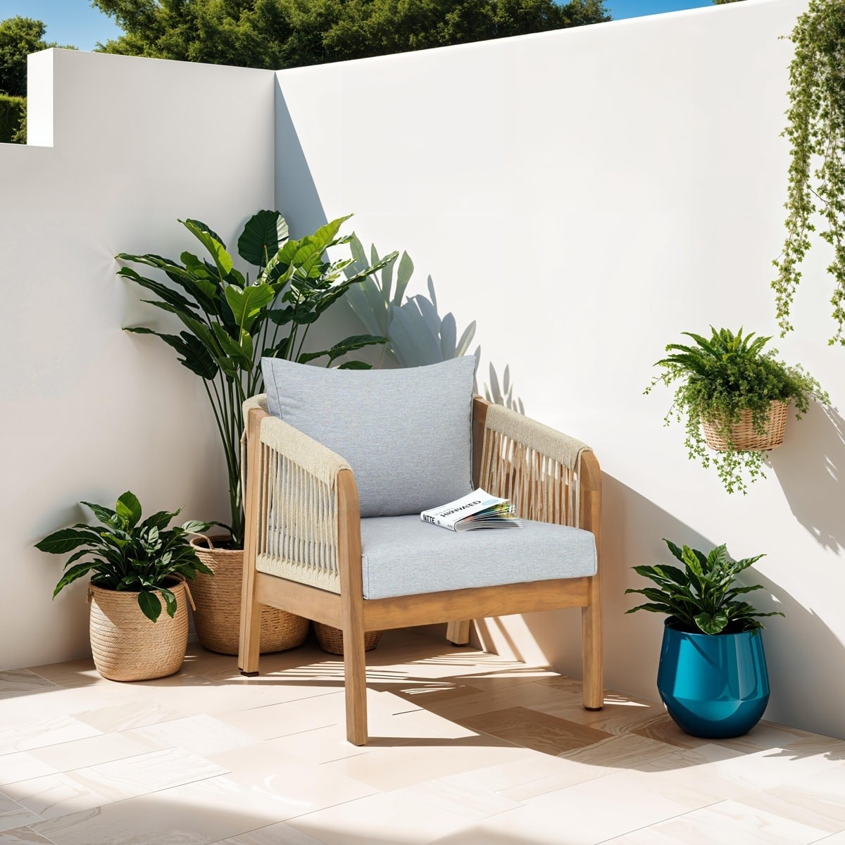 Lot de 2 fauteuils de jardin en bois FSC - SYMI gris chiné, HOMIFAB