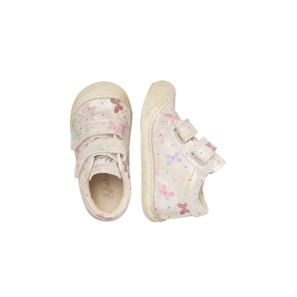 Chaussures premiers pas en cuir COCOON VL platine-rose, NATURINO