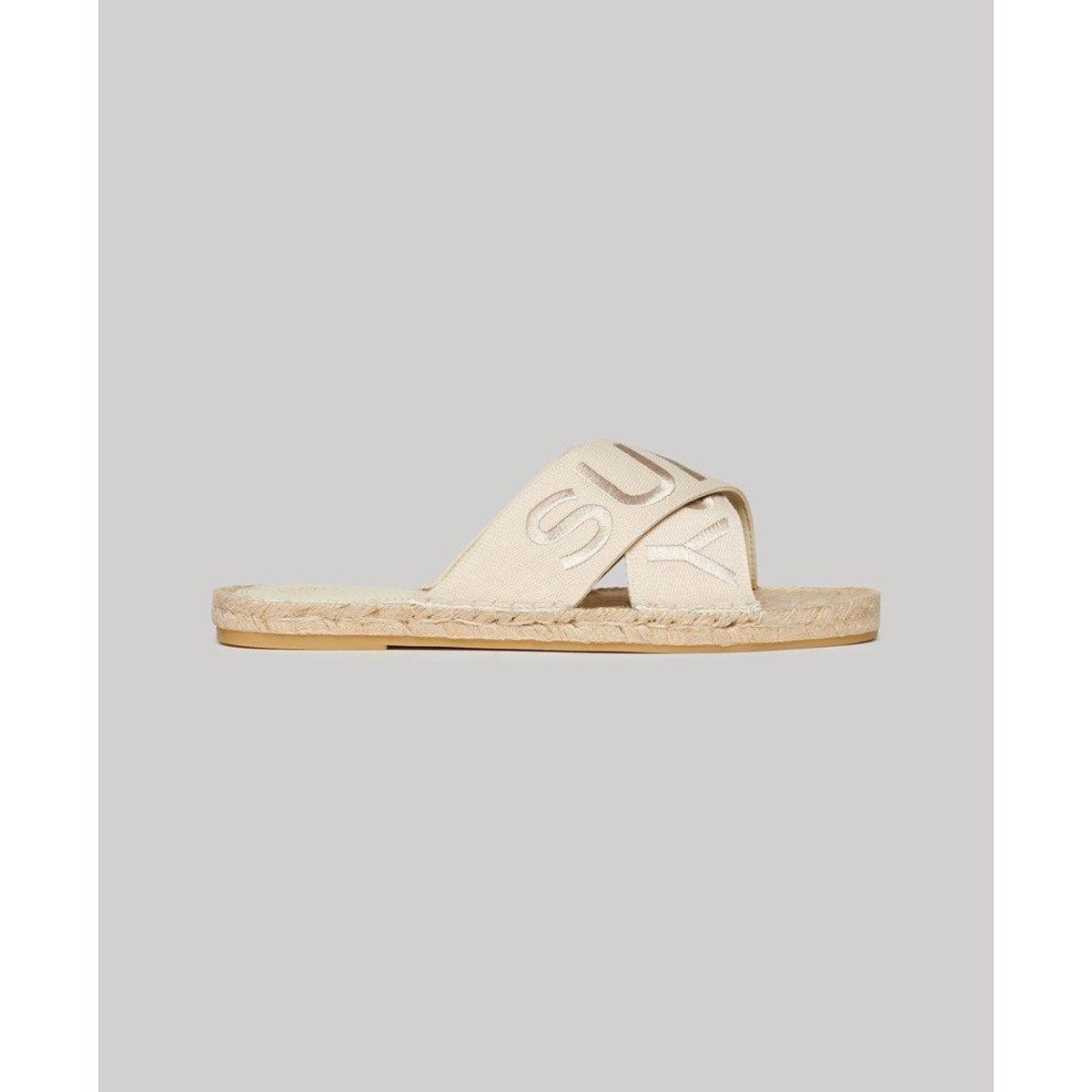 Mules type espadrilles à brides croisées naturel, SUPERDRY