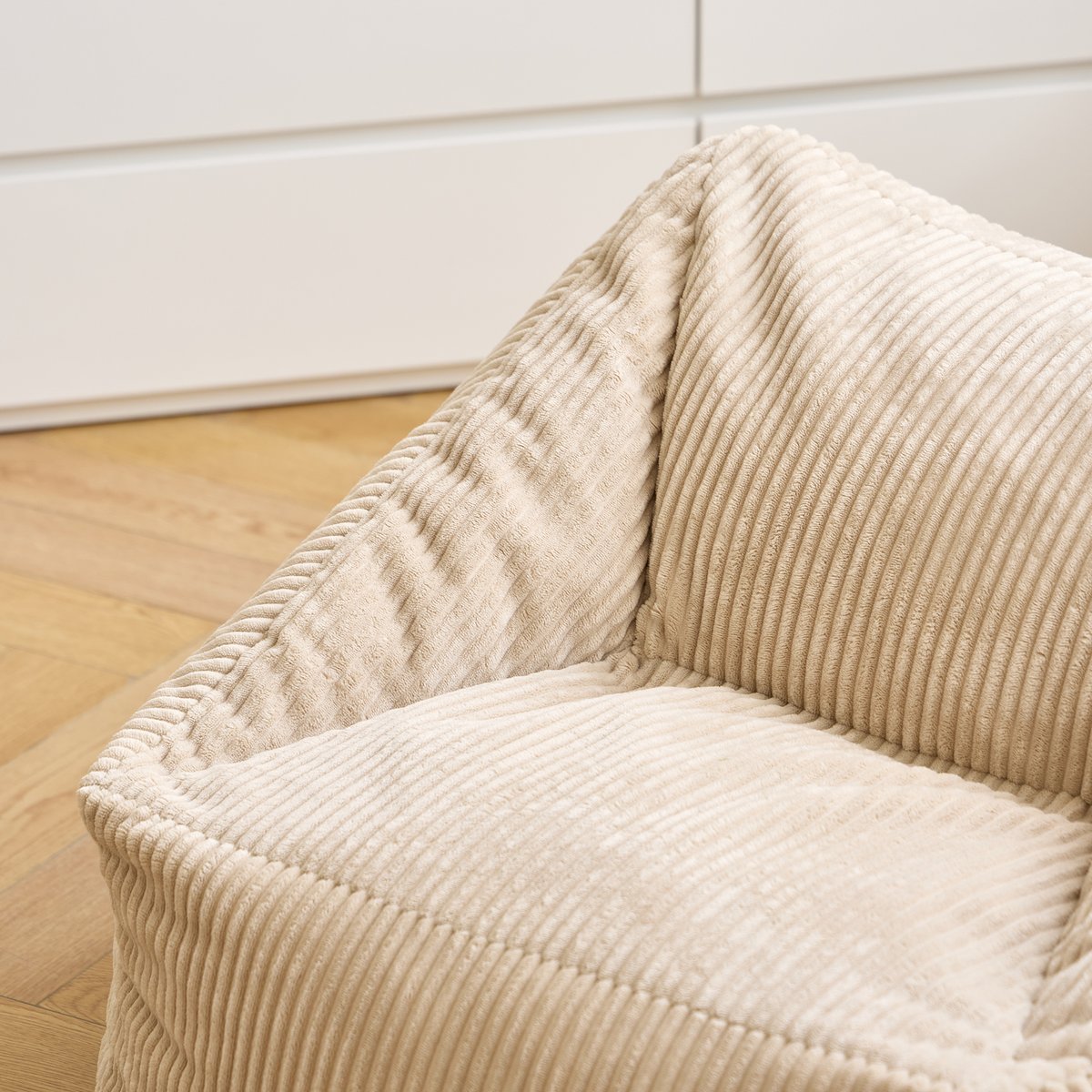 Pouf de salon, velours côtelé, JON beige, NORDLYS