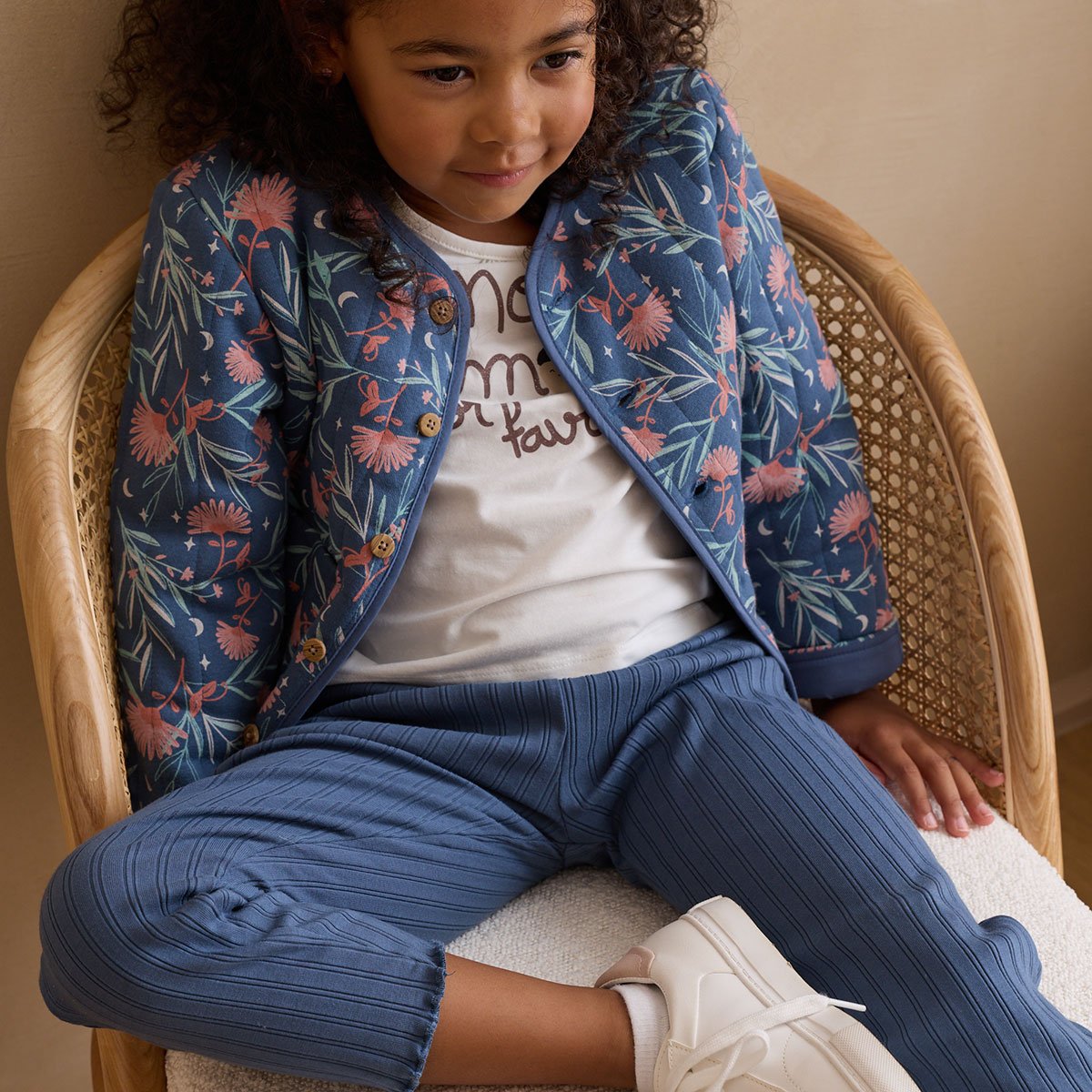 Veste enfant en coton matelassé Dina bleu, PETIT BEGUIN