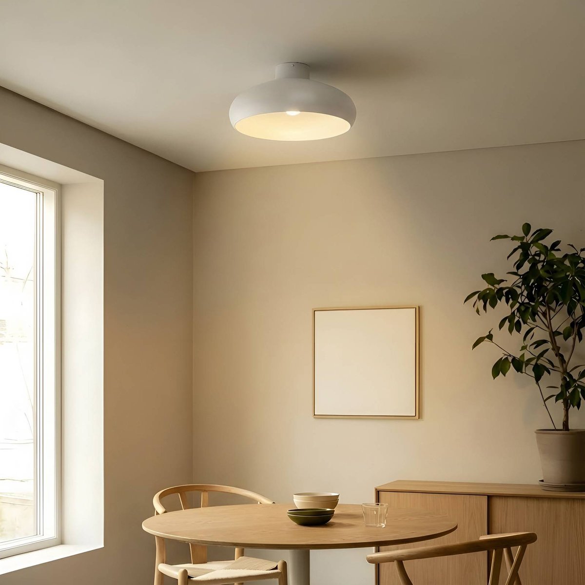 Plafonnier en métal moderne, Elover beige, LINDBY