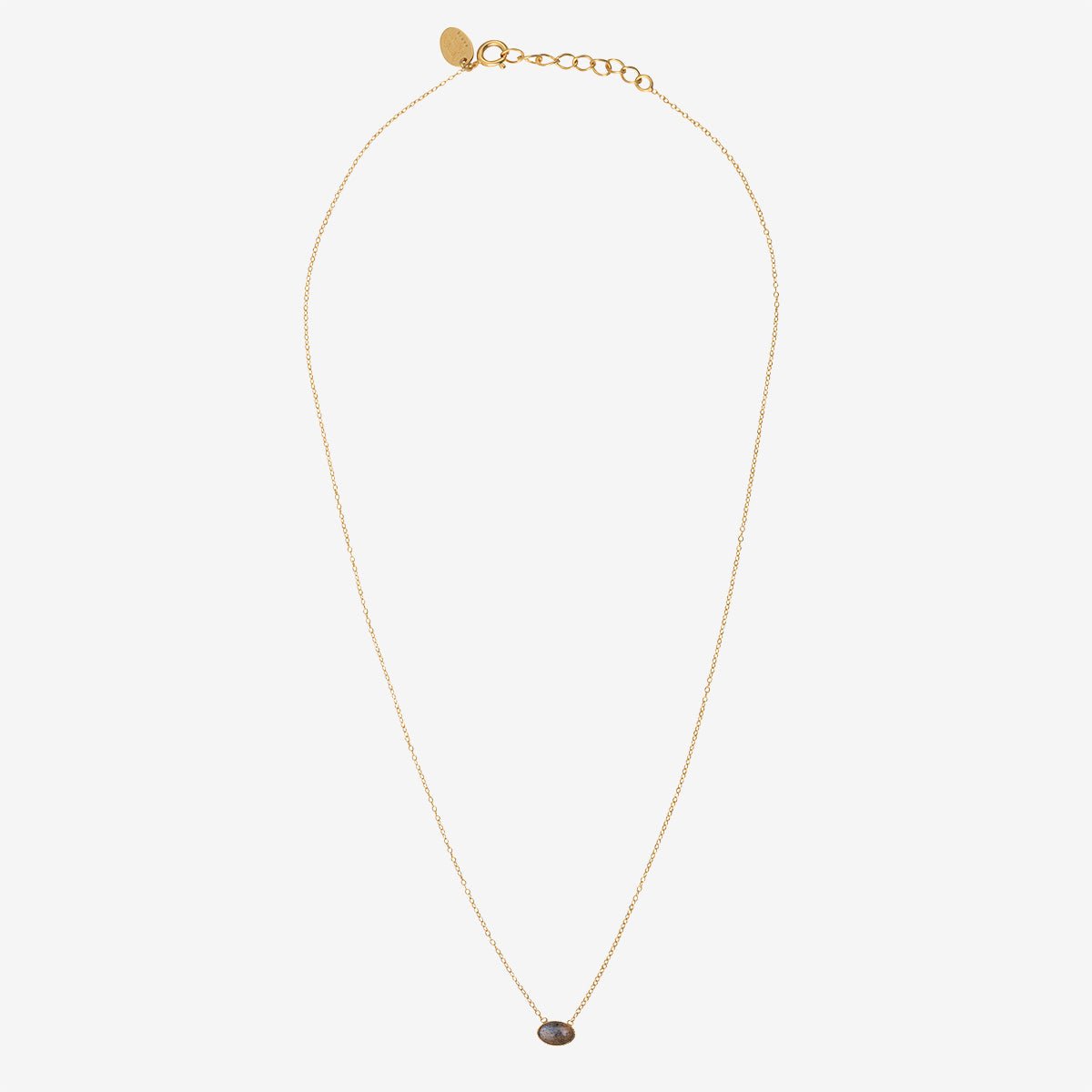 Collier cab ovale labradorite gris, CAROLINE NAJMAN