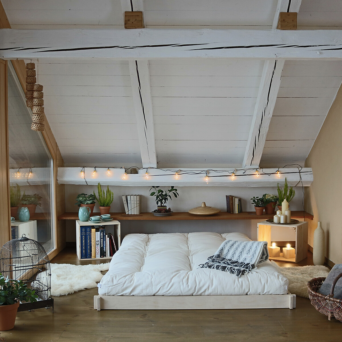 Lit bois tatami - 180*200 beige, EUROPE & NATURE