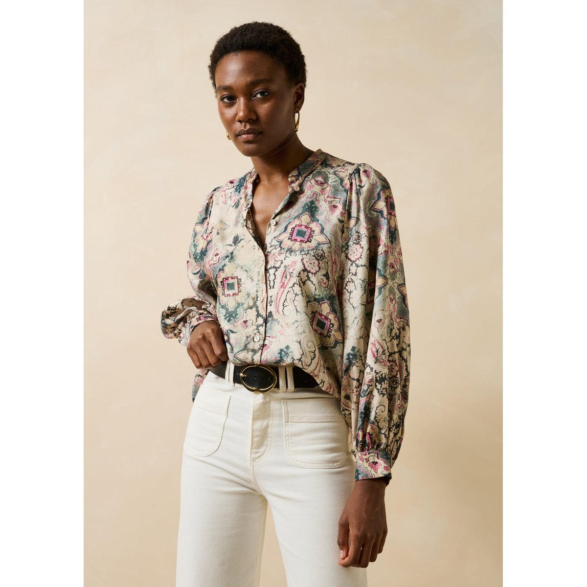 Chemise manches longues col rond ecru, LA FEE MARABOUTEE