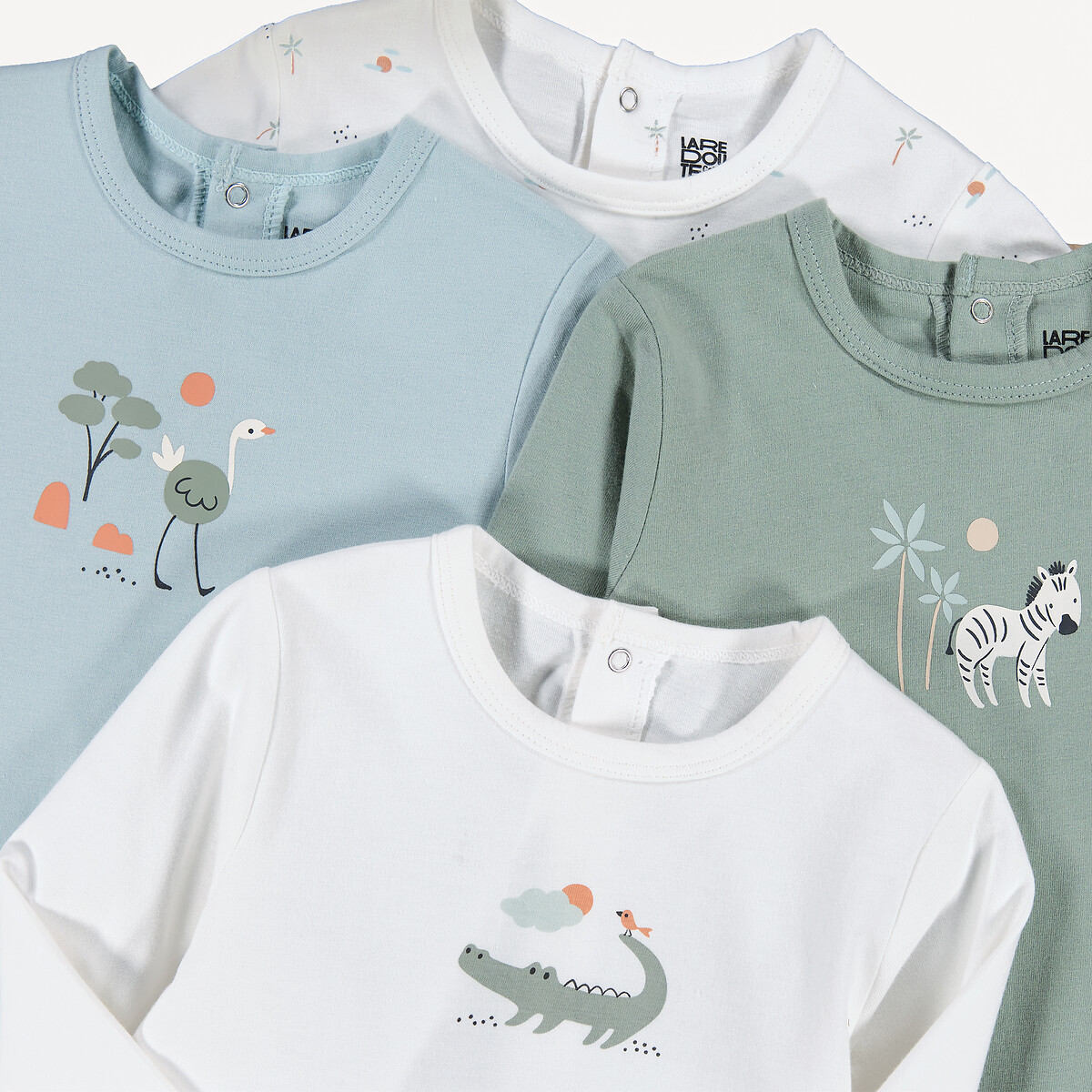 Lot de 4 pyjamas 1 pièce, imprimé animalier assortis, LA REDOUTE COLLECTIONS