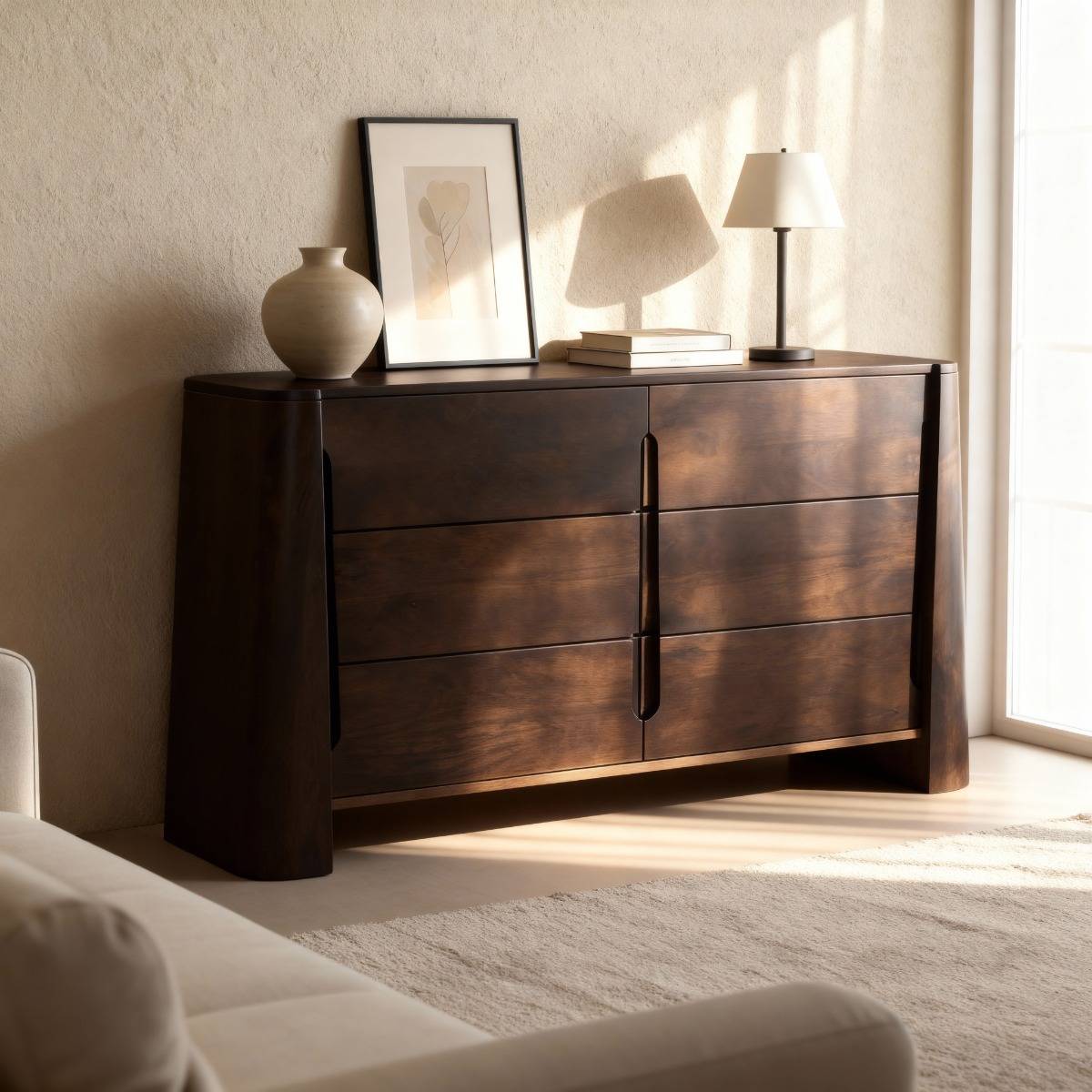Commode en bois de manguier LIRIEL bois foncé, MADE IN MEUBLES