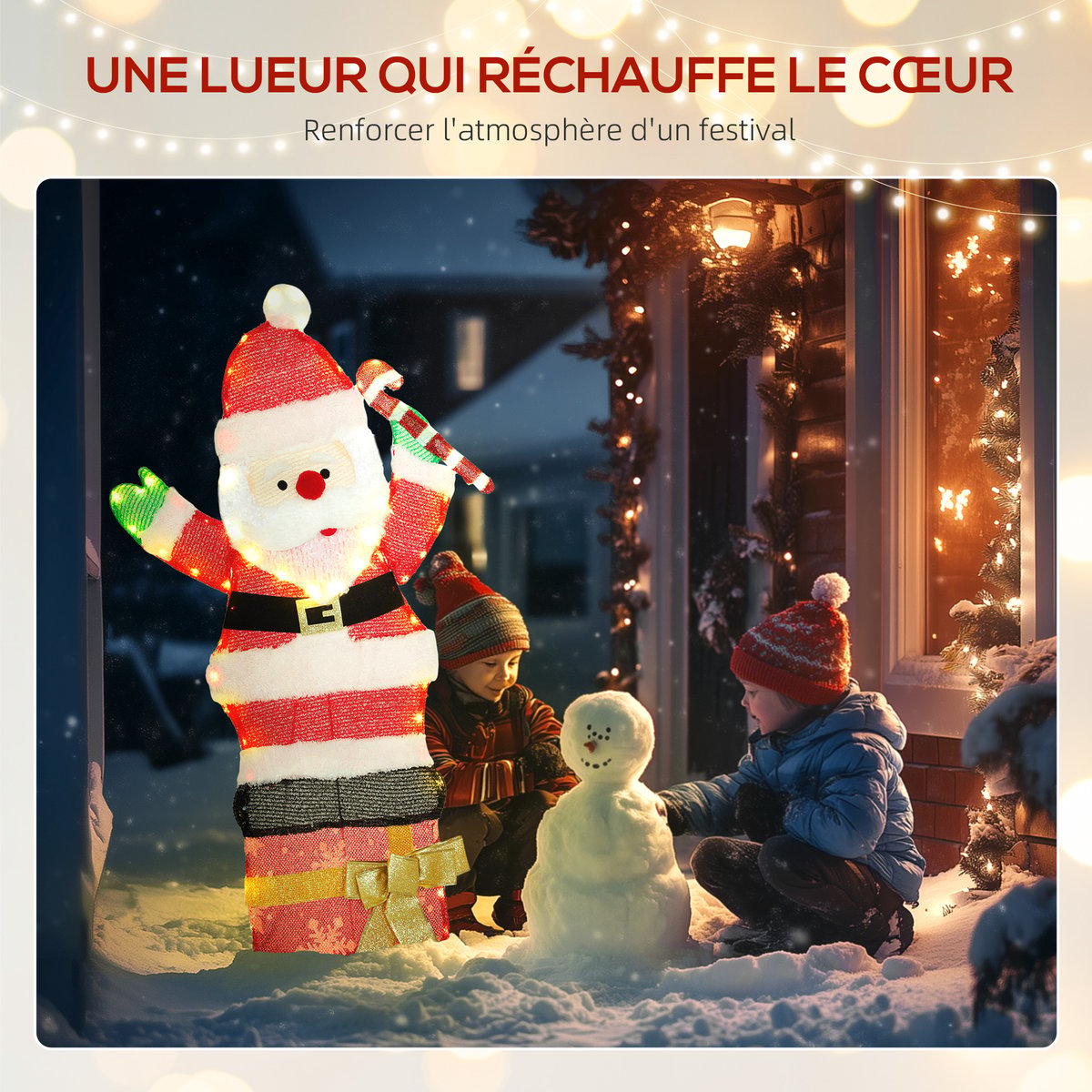 Décoration de Noël lumineuse Polyester rouge, OUTSUNNY