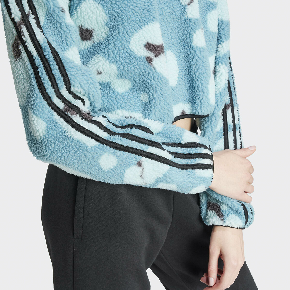Sweat cropped 1/4 de zip Essentials 3 stripes noir, ADIDAS SPORTSWEAR