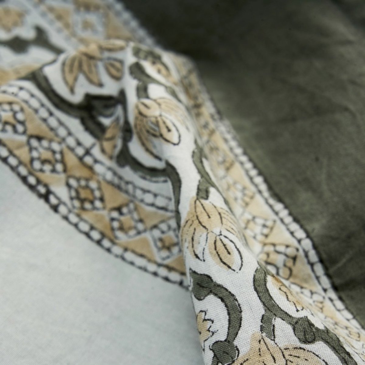 Nappe coton imprimé block print vert, MADAM STOLTZ