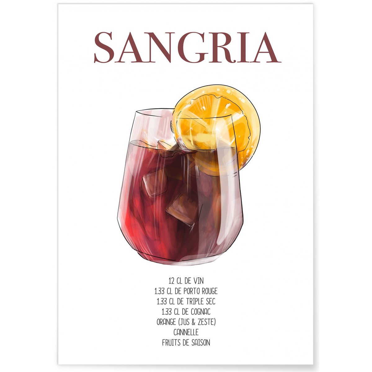 Affiche Cocktail Sangria blanc, L'AFFICHERIE
