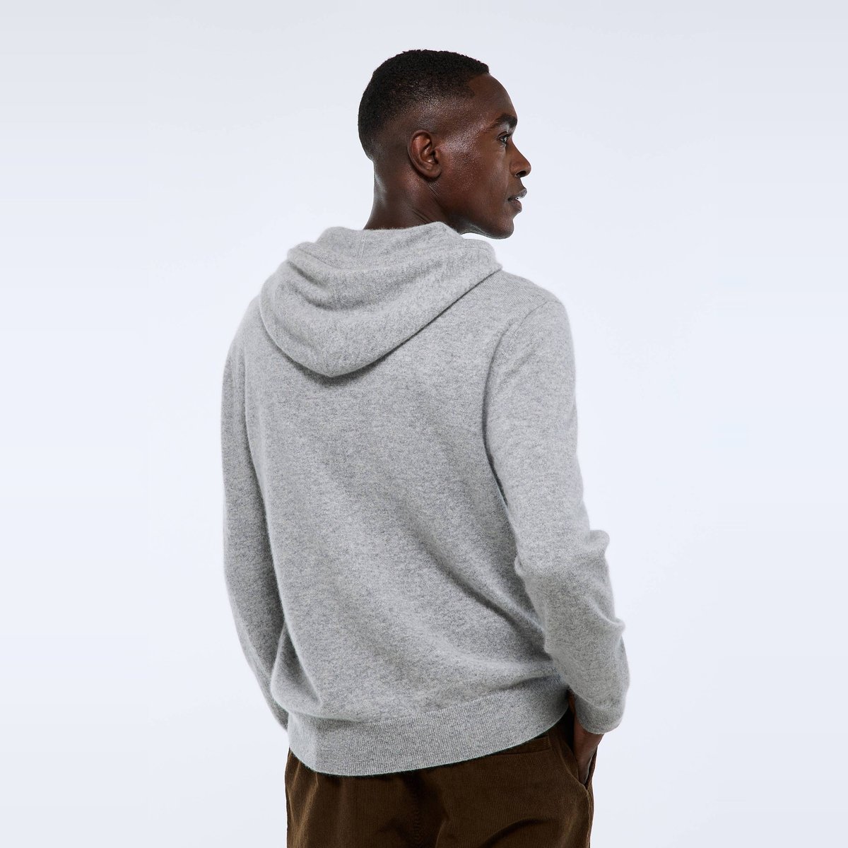 Pull à capuche en cachemire gris chine clair, MONOPRIX