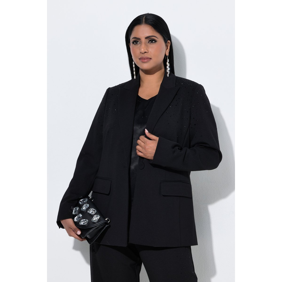 Blazer avec petits strass fantaisie noir, ULLA POPKEN