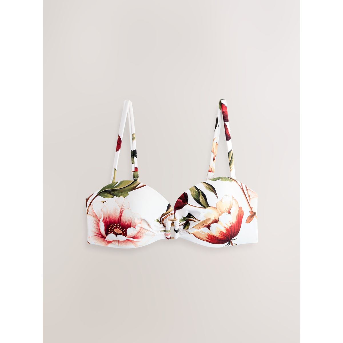 Haut de bikini bandeau à armatures fleurs blanches et rouges, NEXT
