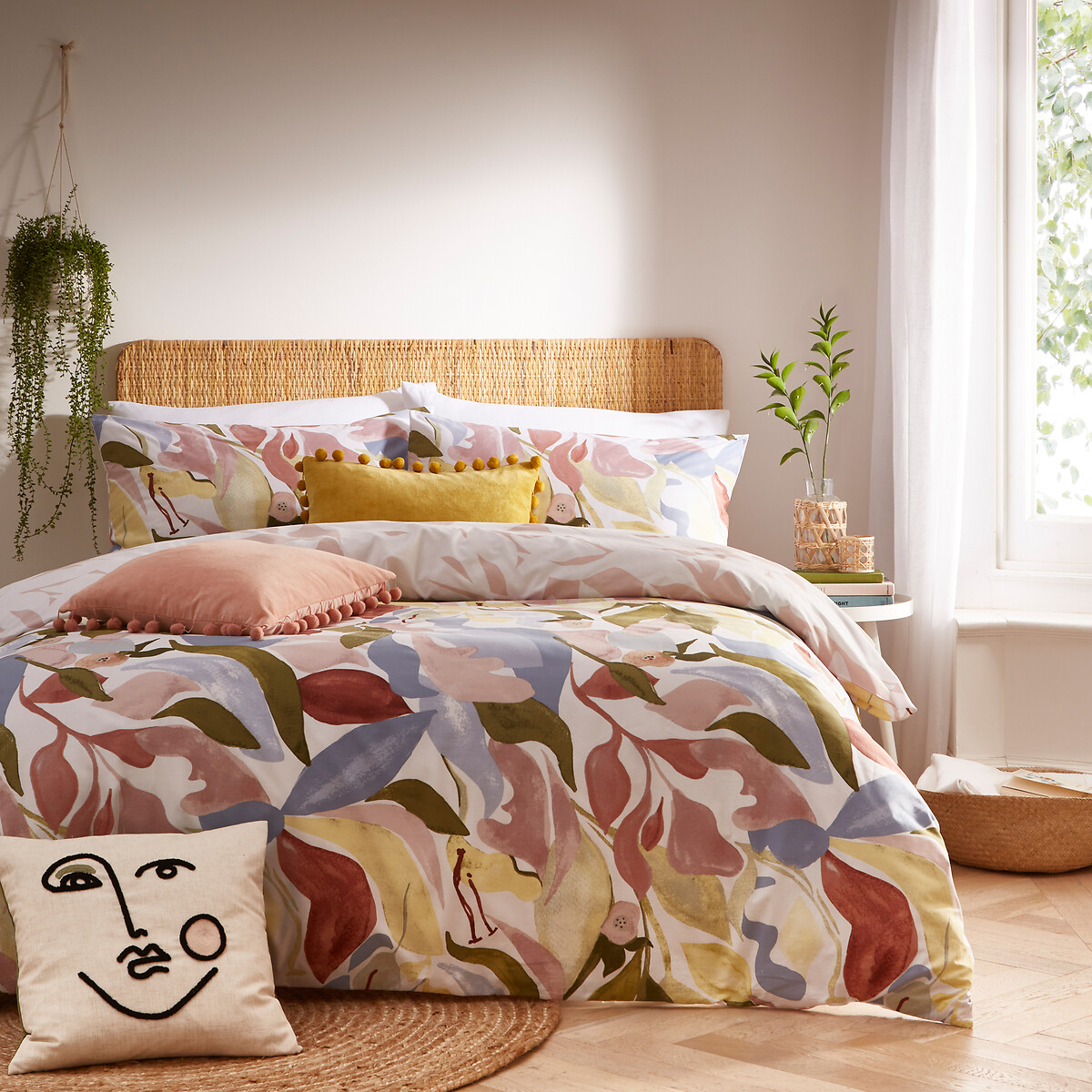 Amarosa Abstract Reversible Cotton Mix Duvet Cover and Pillowcase Set raw linen, FURN.