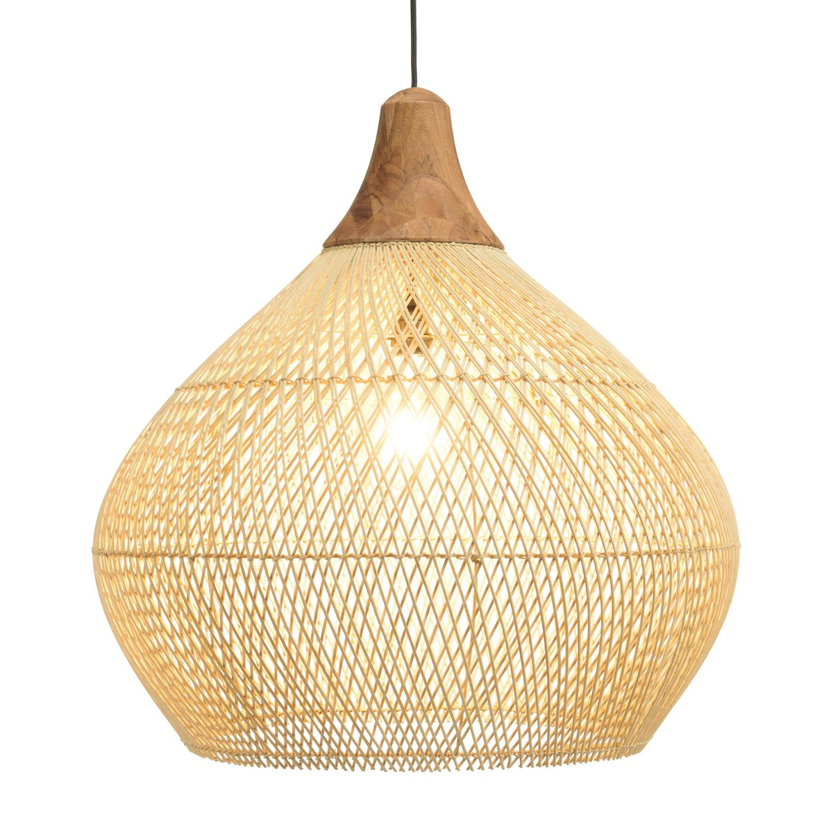 Suspension boule en rotin 68 cm FOLELLI ecru, PIER IMPORT