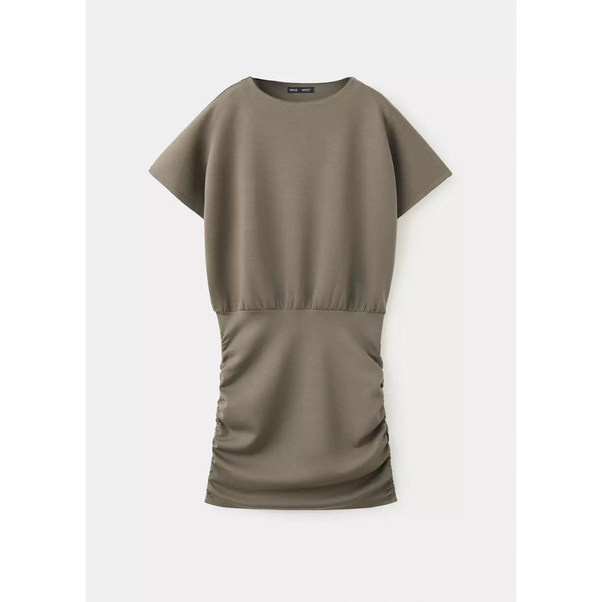 Robe maille détail drapé marron, MANGO