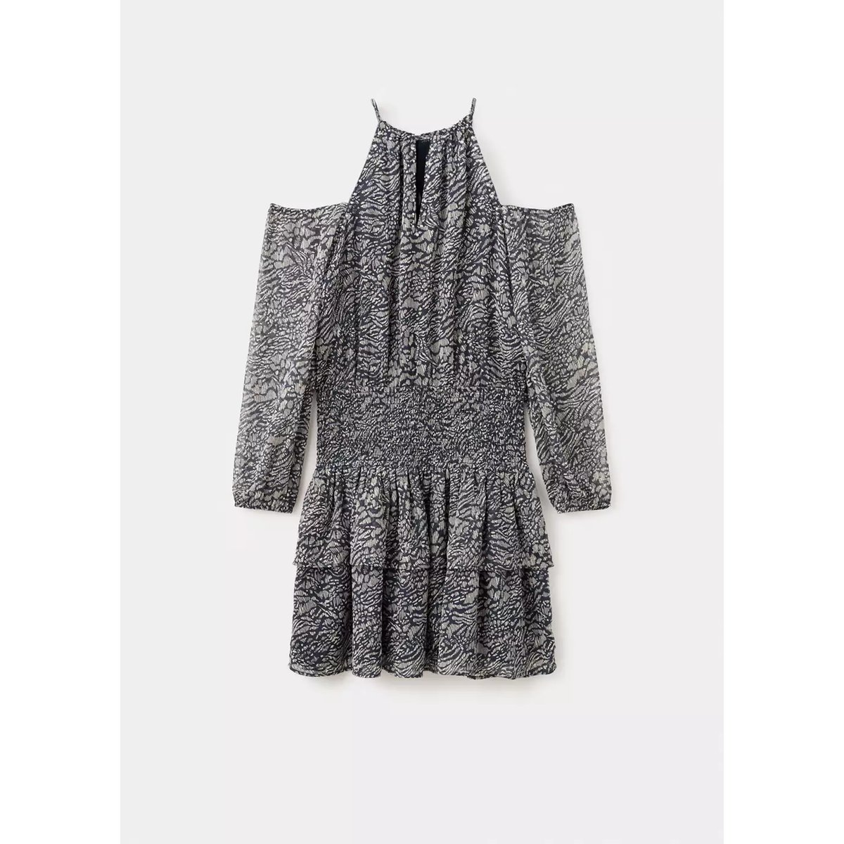 Robe à volants cut-out bleu marine, MANGO TEEN