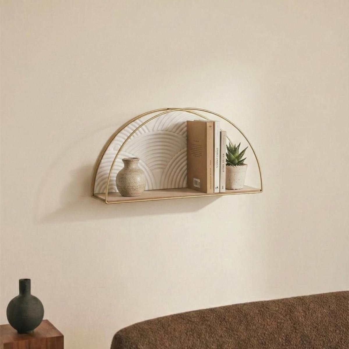 Etagere murale demi cercle 41cm beige, ORNAMI