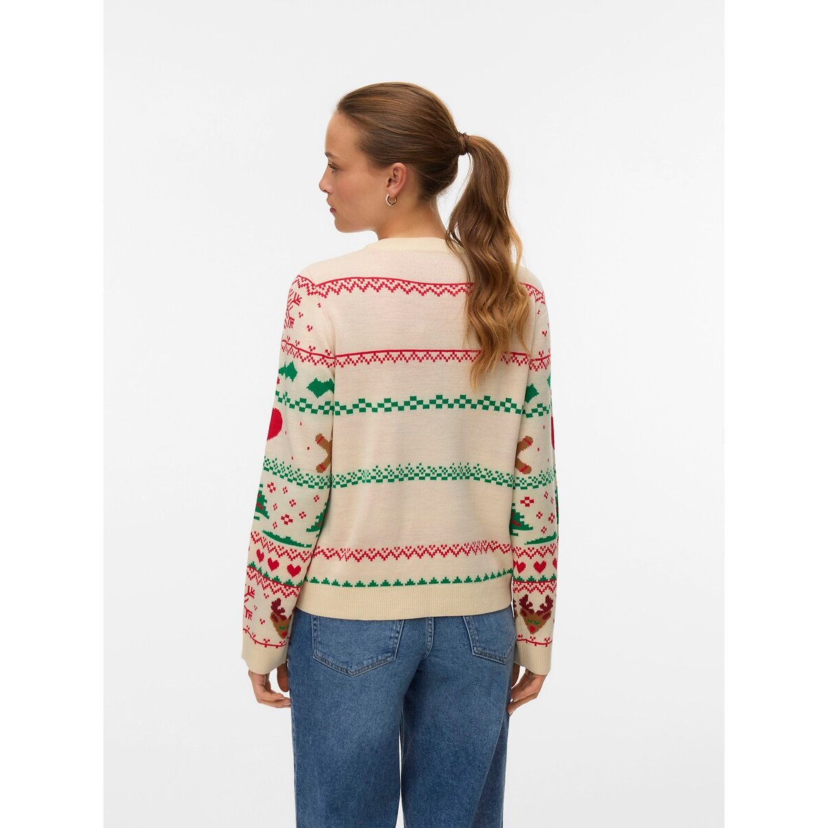 Pull de Noël imprimé blanc, VERO MODA