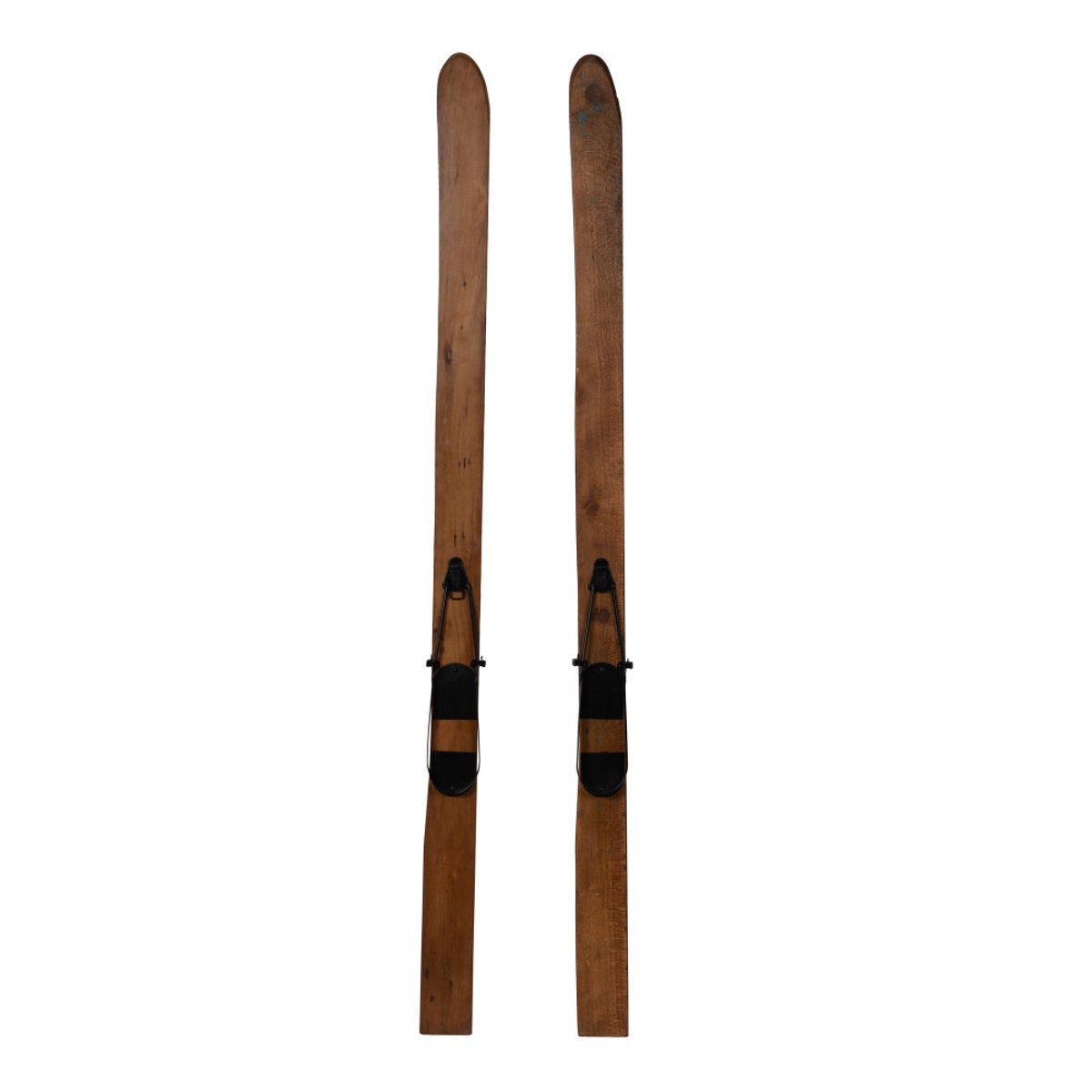 Paire de skis décoratifs vintage en manguier recyclé marron, AMADEUS