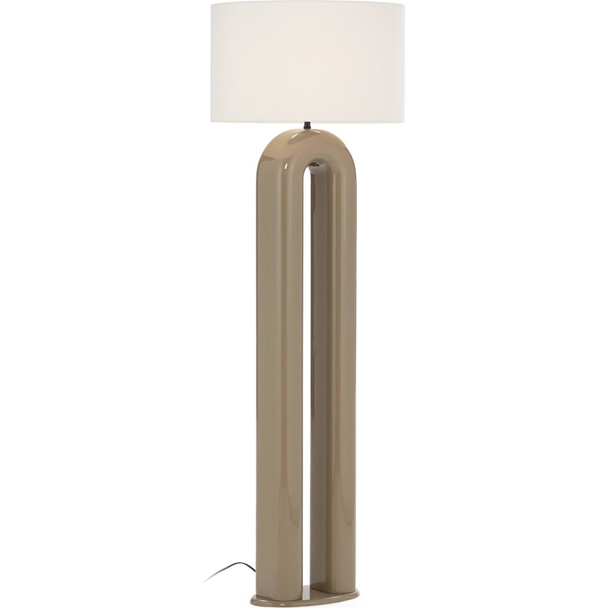 Lampadaire brillant au design arche taupe doux brillant et noir, RECOLLECTION