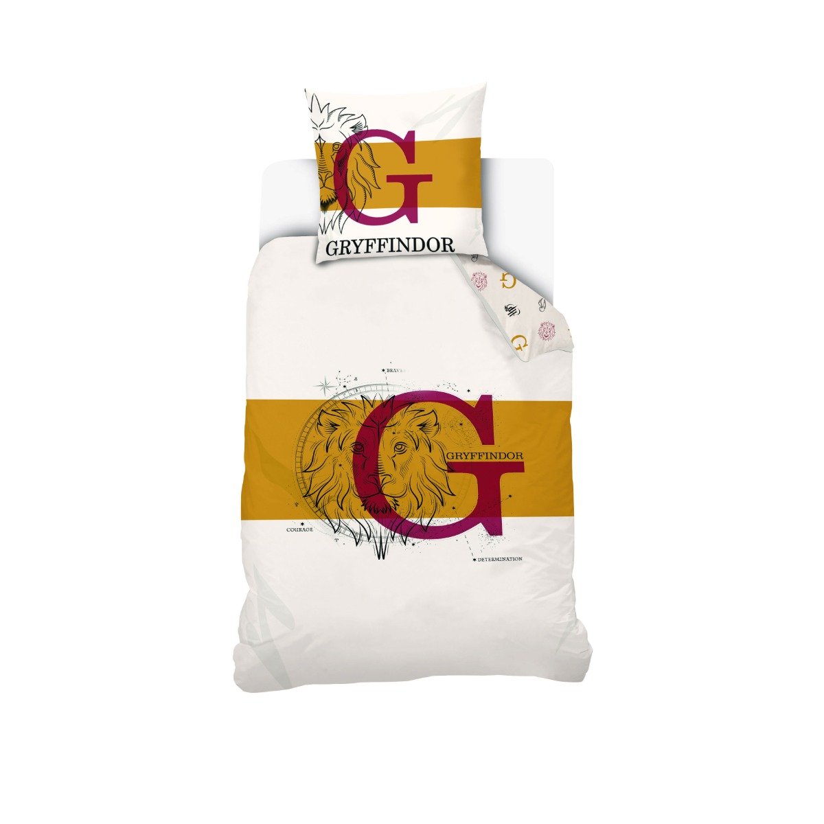 Parure de lit coton, HARRY POTTER GRYFFONDOR LION blanc, HARRY POTTER