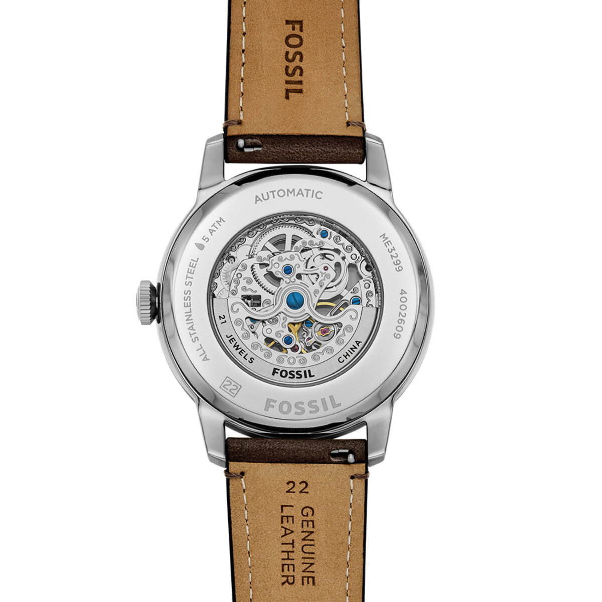Montre Analogique TOWNSMAN argenté ivoire marron foncé, FOSSIL