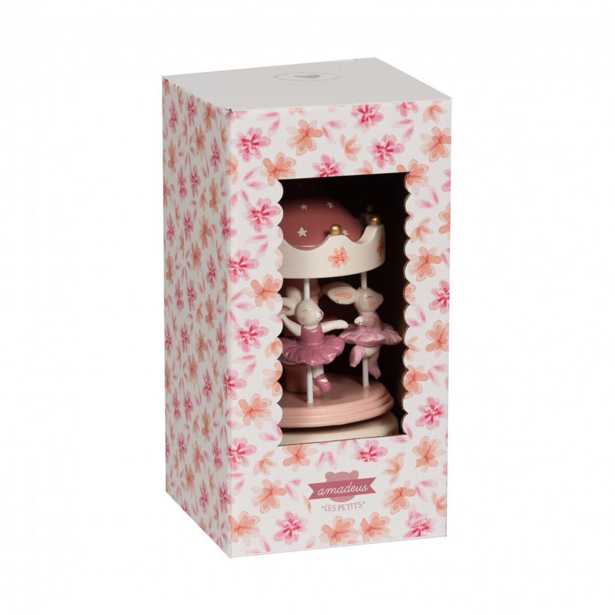 Carrousel musical Danseuses ballerines en bois rose, AMADEUS LES PETITS