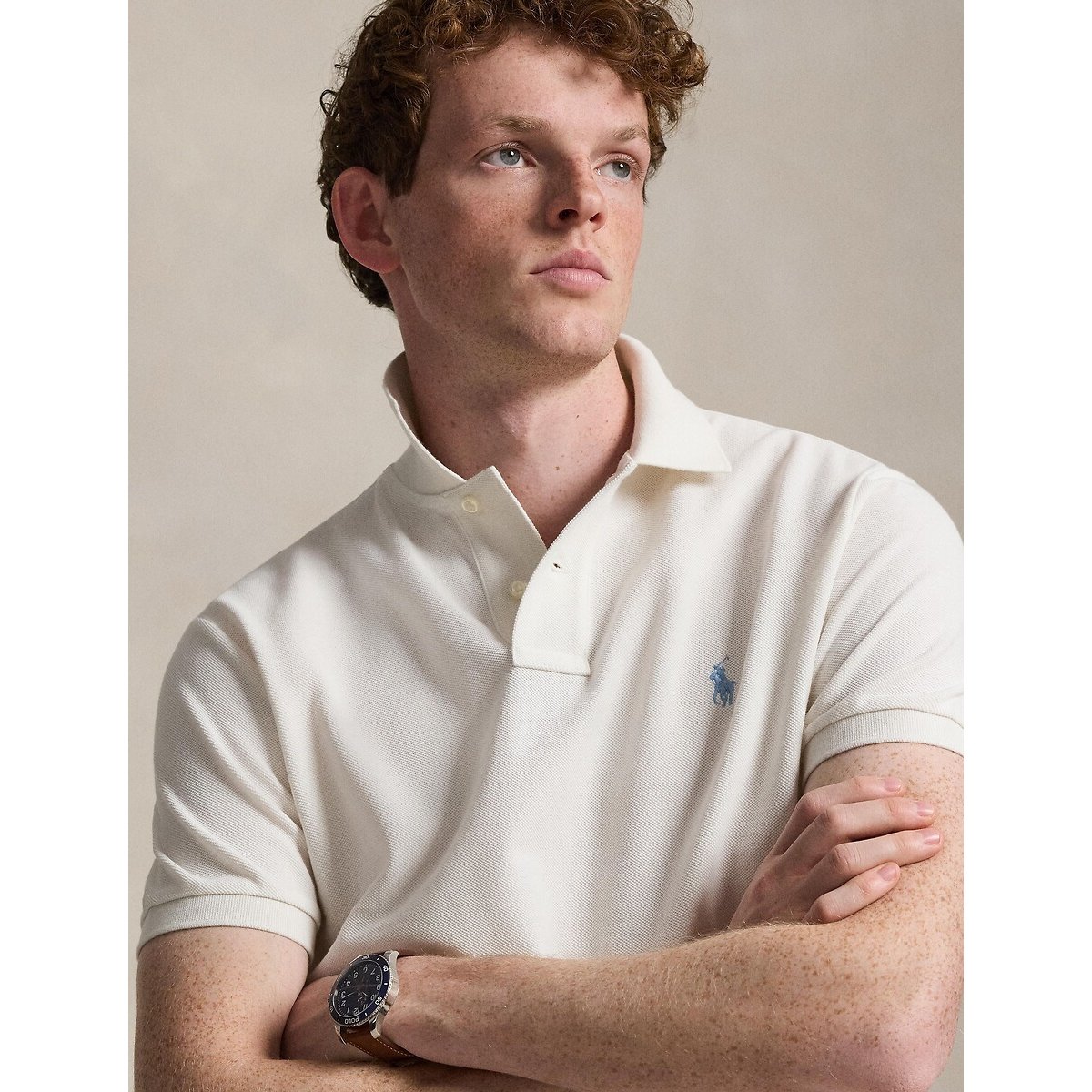 Polo iconique en coton piqué crème, POLO RALPH LAUREN