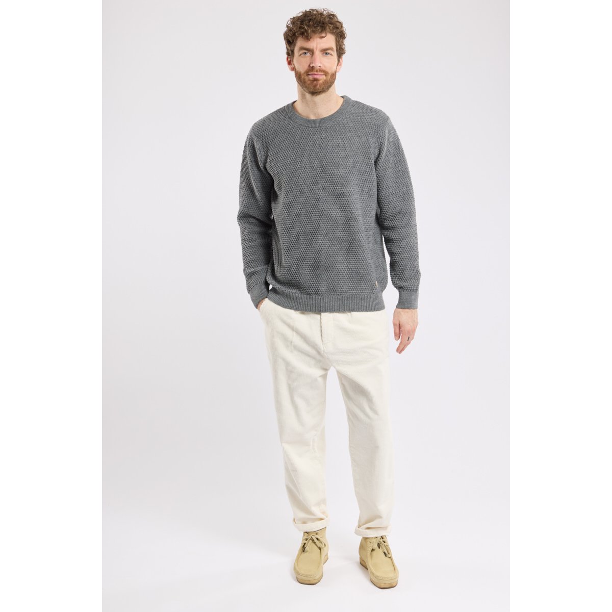 Pull col rond Héritage en laine HERITAGE misty grey, ARMOR-LUX