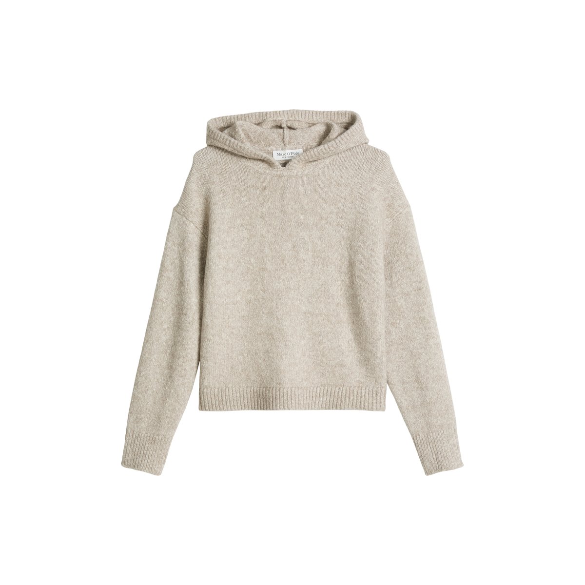 Pull à capuche ample en un mélange douillet de coton bio et de laine d'alpaga marron, MARC O'POLO