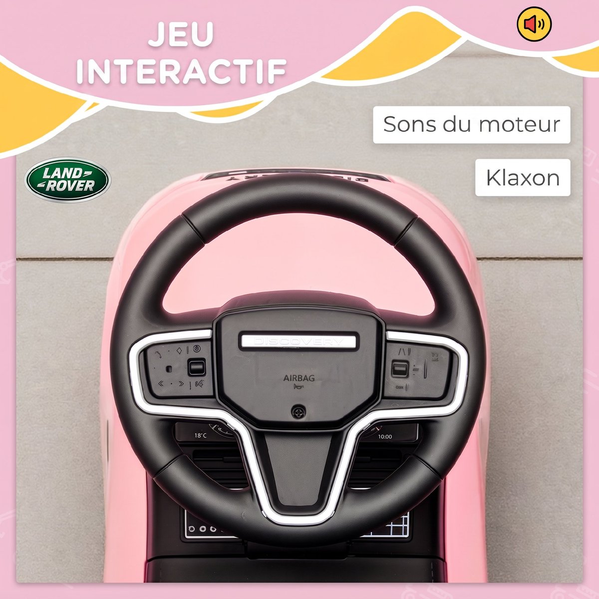 Voiture à glissière pour enfants PP et acier rose, AIYAPLAY