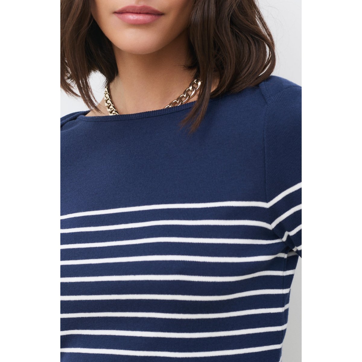 T-shirt droit col bateau TCRUISE bleu marine, CAROLL