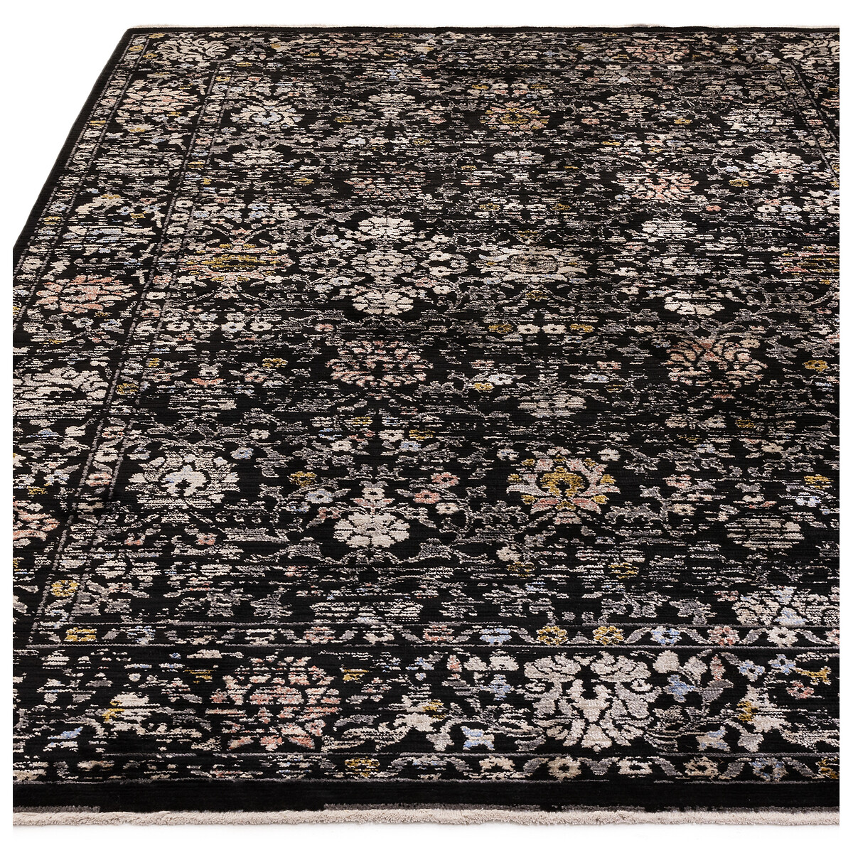 Dark Vintage Floral Rug black, ÉDITÉ