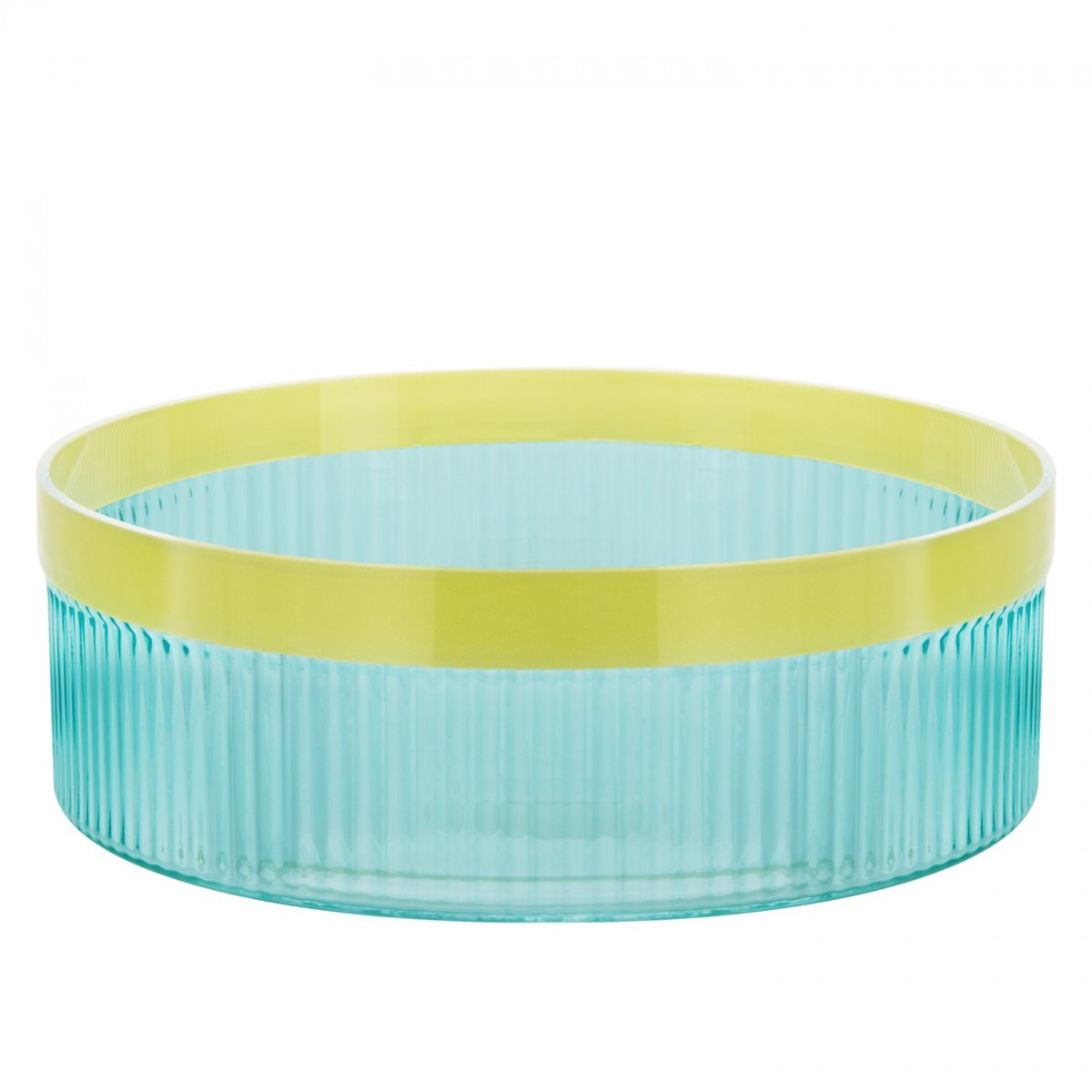 Saladier en verre Groove dia 27 cm bleu, lime, REMEMBER