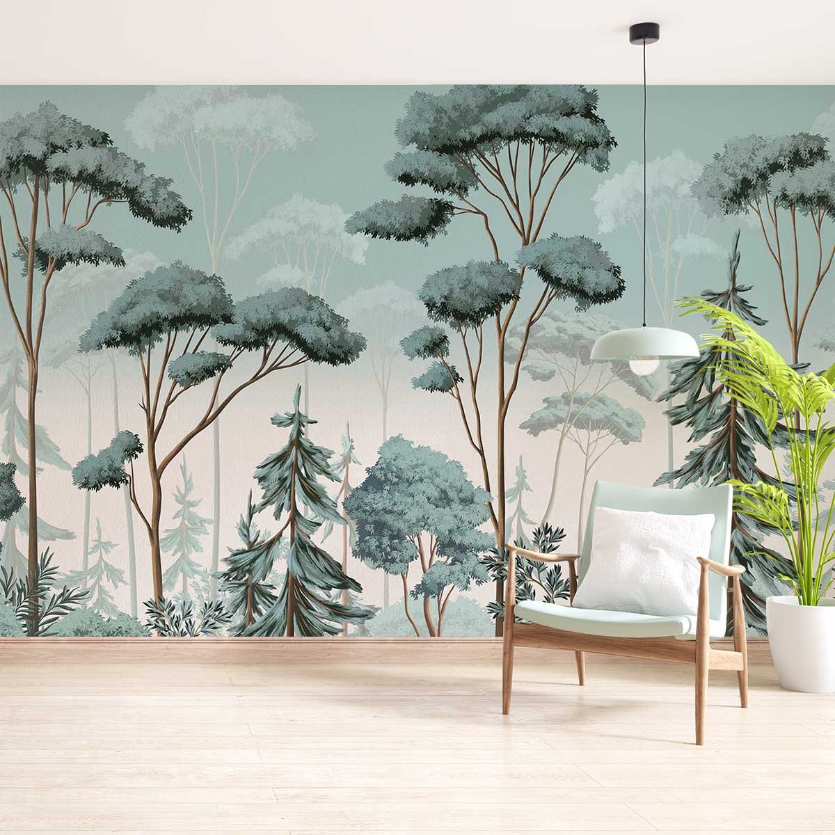 Papier peint forêt des fjords intissé, HEXOA