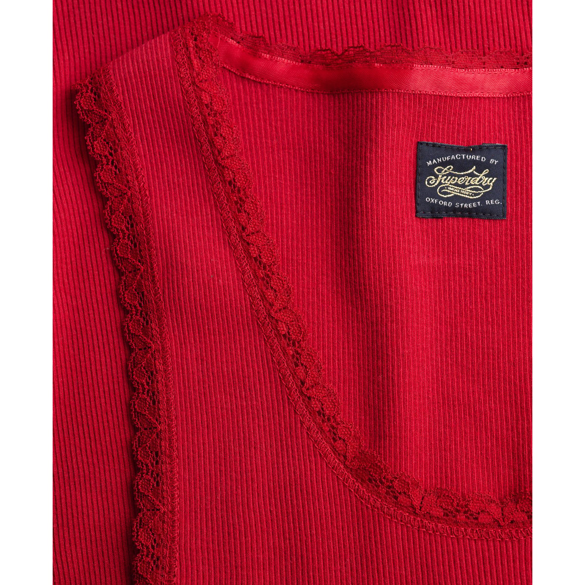 Débardeur à Bordure en Dentelle Vintage merlot, SUPERDRY