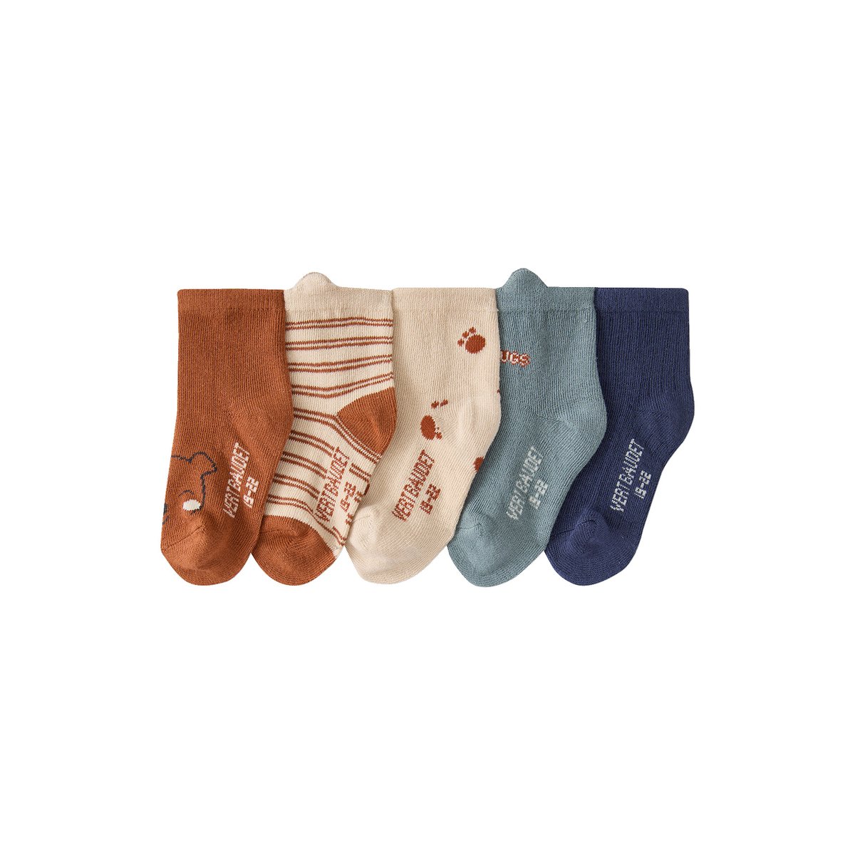 Lot de 5 chaussettes brun, VERTBAUDET