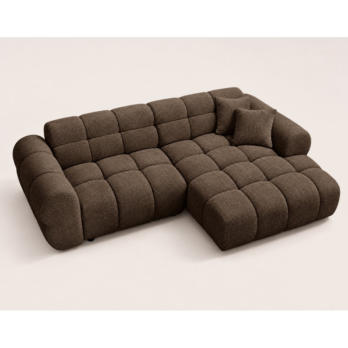 Canapé d'angle droit 4 places convertible avec, MINI RAY marron, BEST MOBILIER