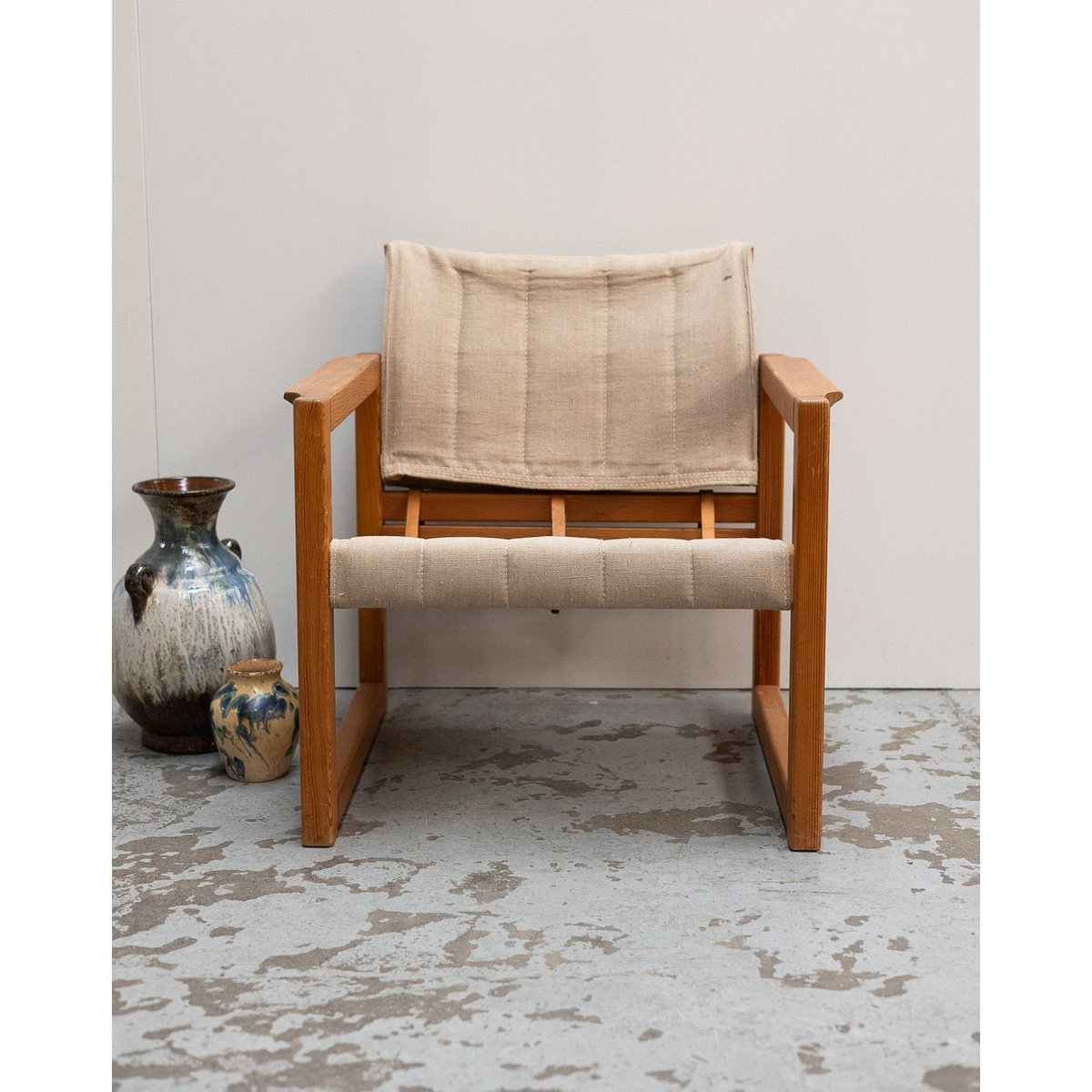 Fauteuil safari Ernest N°1637 - Bon état bois clair, DEBONGOUT