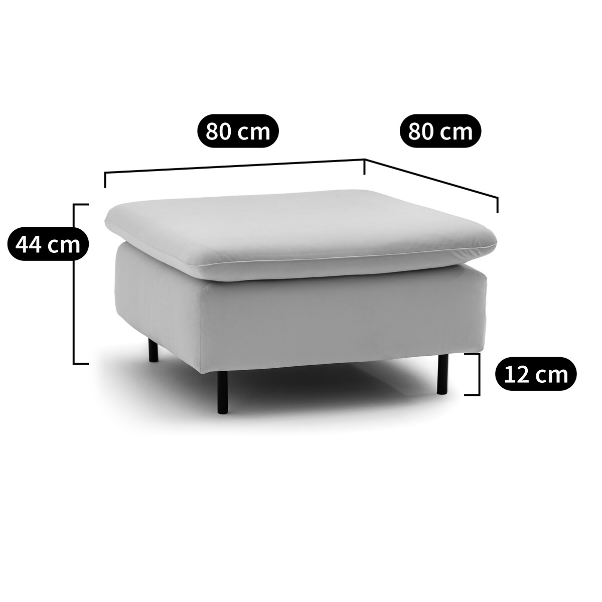 Pouf velours, Ivete bleu, LA REDOUTE INTERIEURS