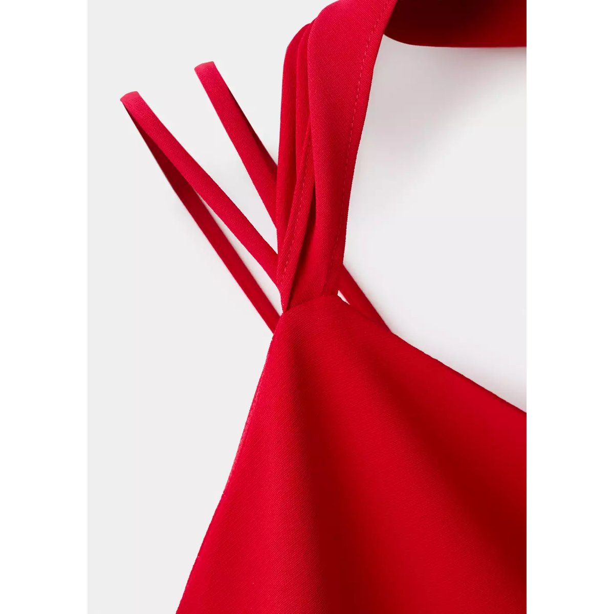 Robe asymétrique foulard rouge, MANGO