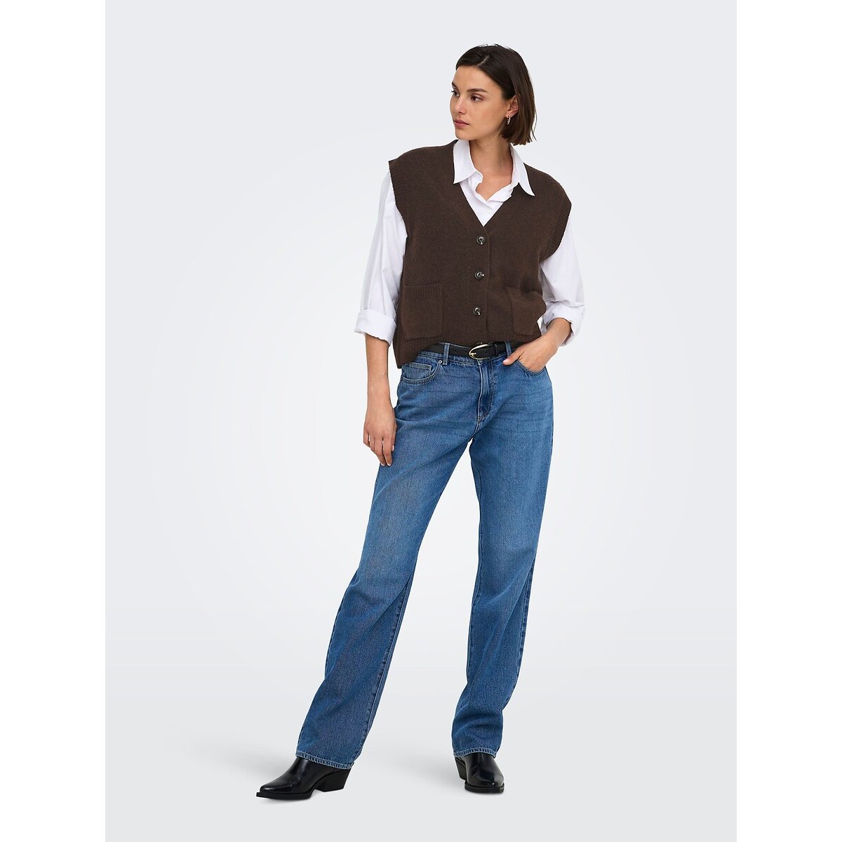 Sleeveless V-Neck Cardigan dark brown, JDY