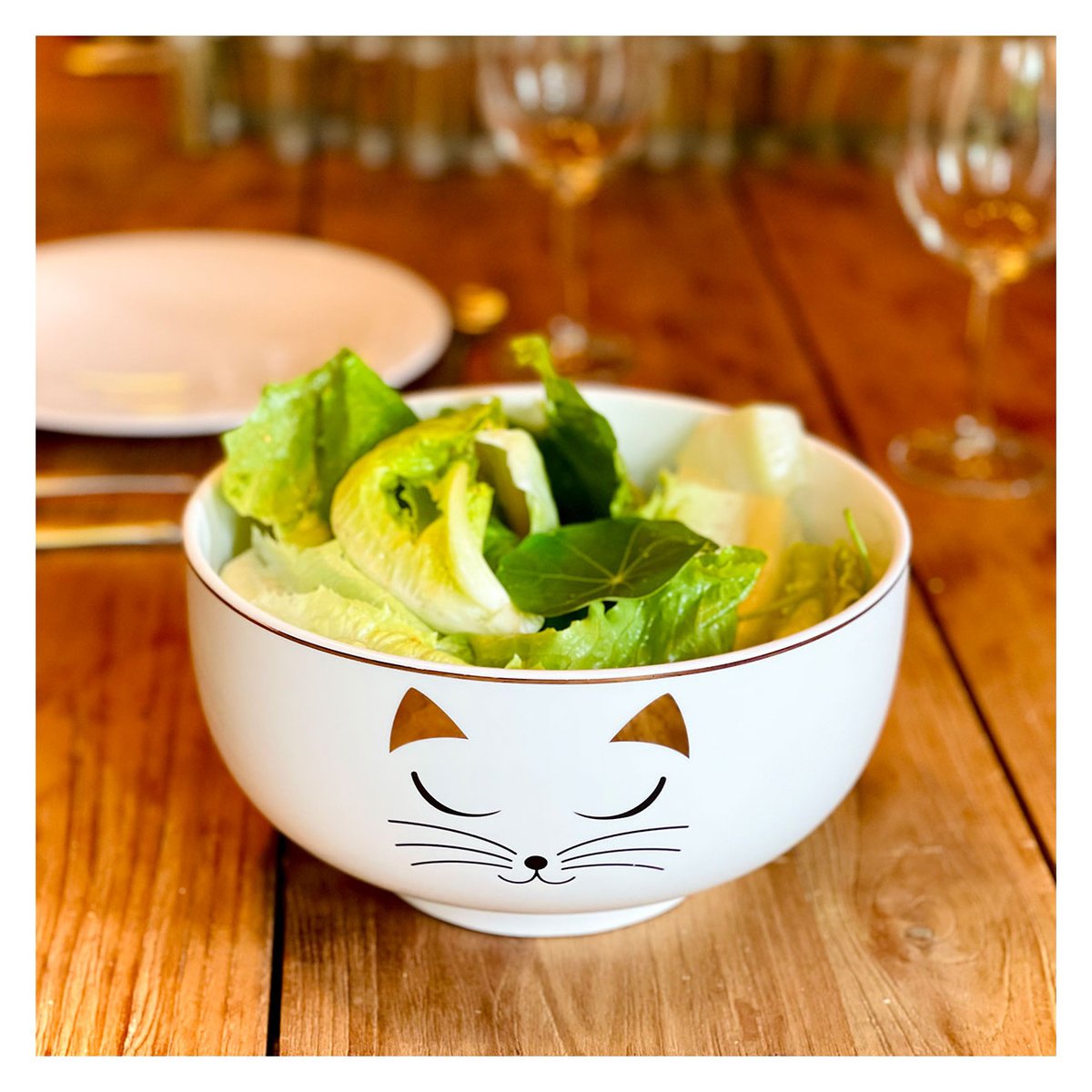 Saladier en porcelaine Matinal Salade white cat, PYLONES