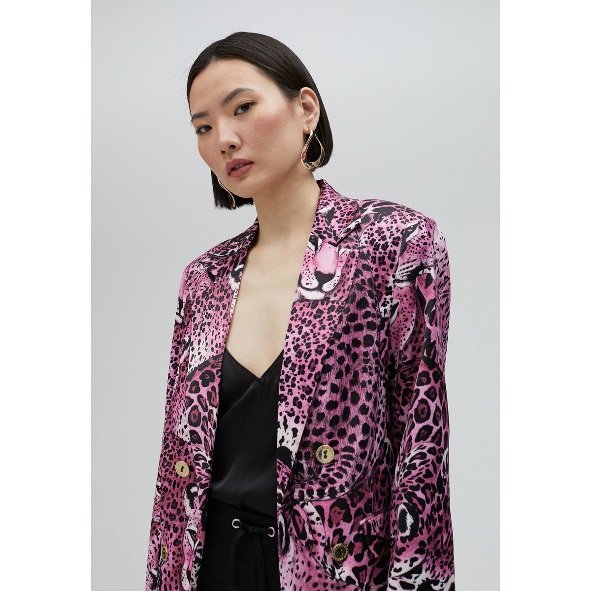 Blazer en satin imprimé léopard léopard, LOLA CASADEMUNT