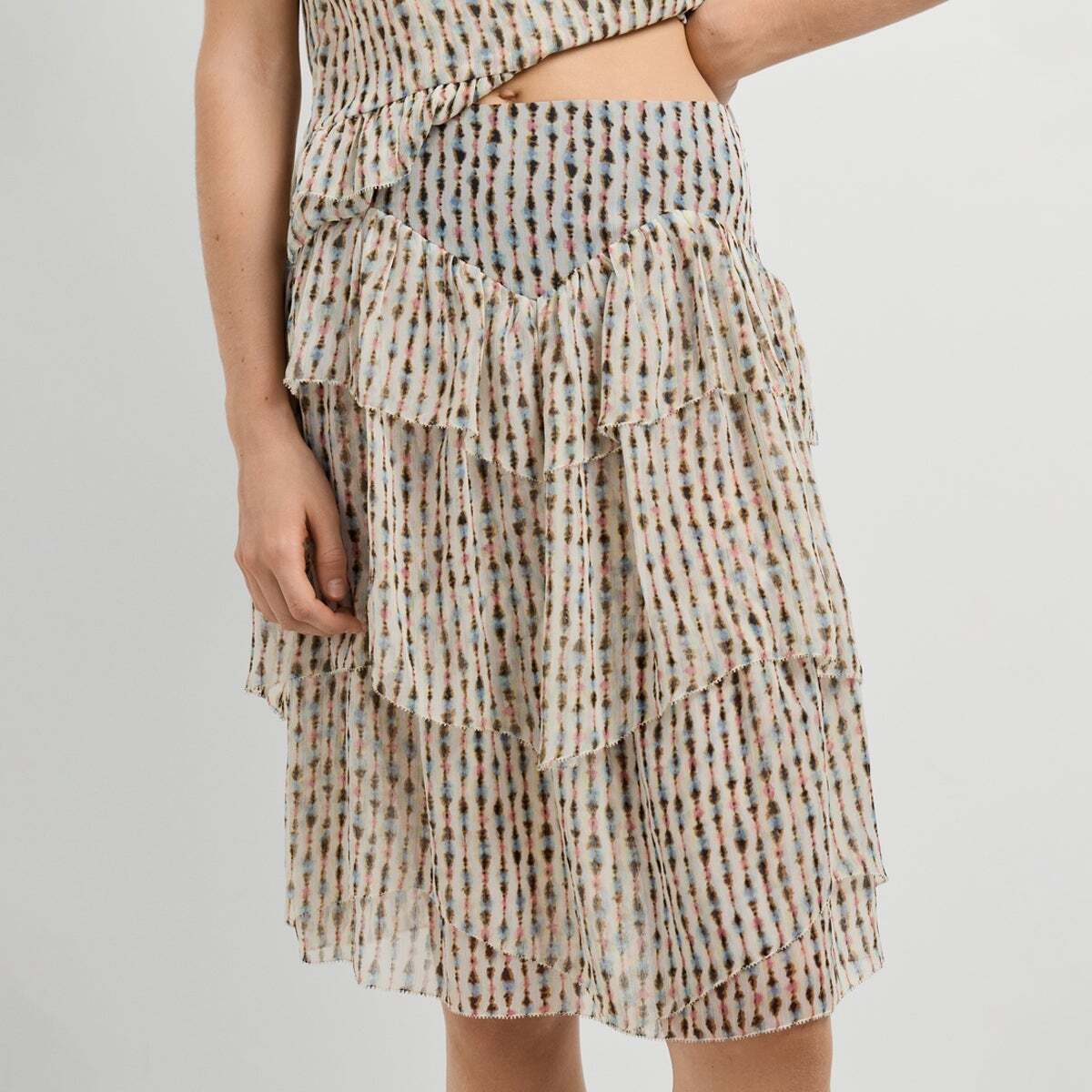 Jupe Midi Avec Volants rose poudre rose, PEPE JEANS